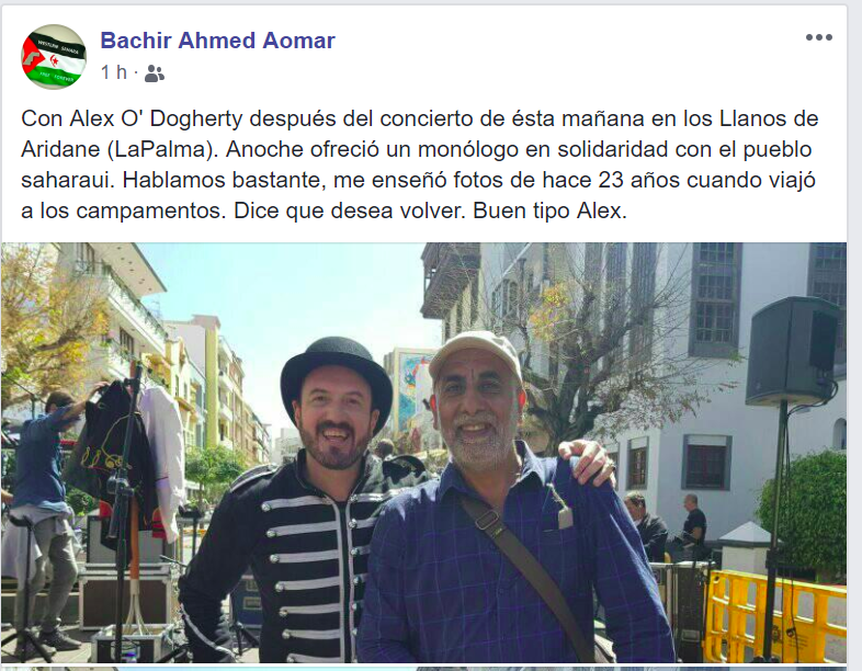 Alex O’Dogherty en la Palma, con monólogo y concierto en solidaridad con el pueblo saharaui Alex O’Dogherty en la Palma, con monólogo y concierto en solidaridad con el pueblo saharaui