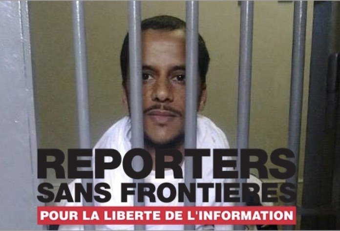 Campaña de RSF en francés solicitando la libertad de Mohamed Lamin Haddi.