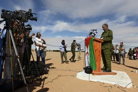 Mohamed Abdelaziz durante su discurso de conmemoración del cuadragésimo aniversario de la República Árabe Saharaui Democrática