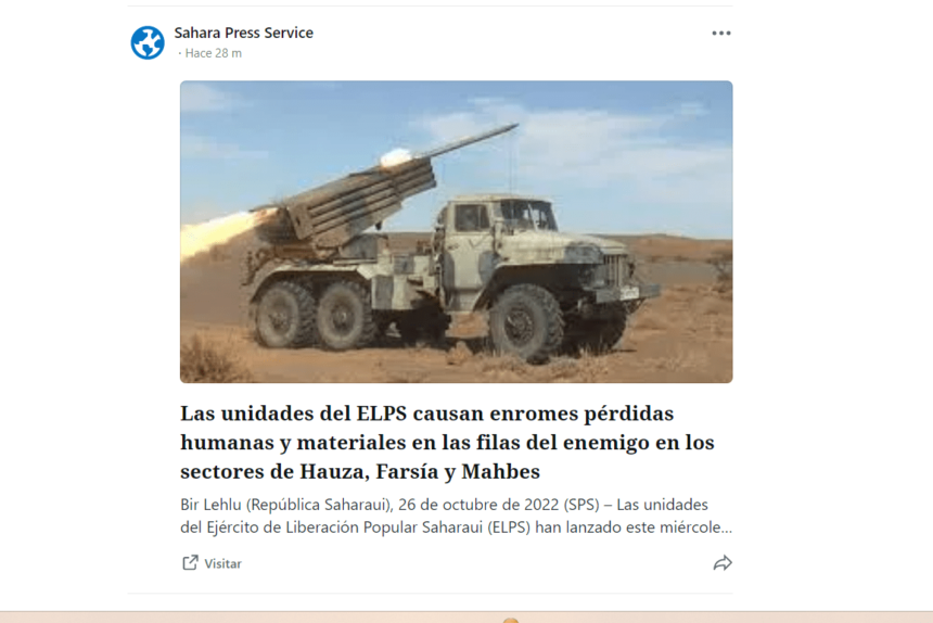 Las unidades del ELPS causan enormes pérdidas humanas y materiales en las filas del enemigo en los sectores de Hauza, Farsía y Mahbes | Sahara Press Service
