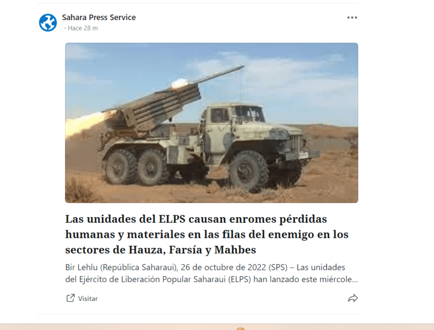 Las unidades del ELPS causan enormes pérdidas humanas y materiales en las filas del enemigo en los sectores de Hauza, Farsía y Mahbes | Sahara Press Service