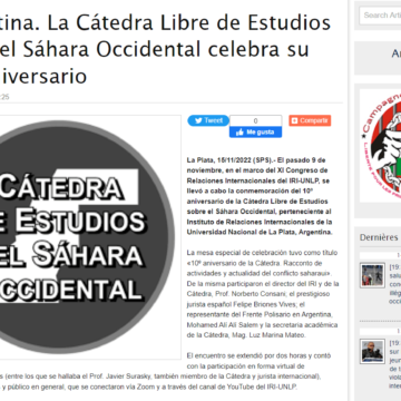 Argentina. La Cátedra Libre de Estudios sobre el Sáhara Occidental celebra su 10º aniversario | Sahara Press Service