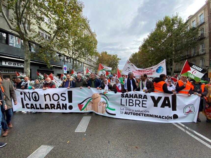 La manifestación saharaui de protesta en Madrid contra el giro de Sánchez en el Sáhara Occidental vista a través de sus pancartas