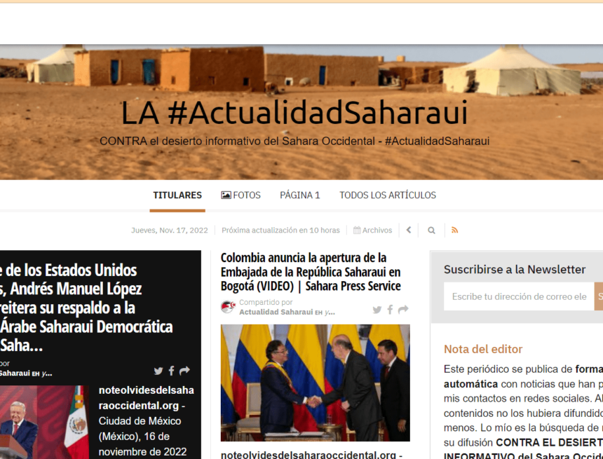 ¡LA ACTUALIDAD SAHARAUI! Noticias del SAHARA OCCIDENTAL – 17/11/2022