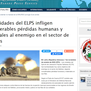 Las unidades del ELPS infligen considerables pérdidas humanas y materiales al enemigo en el sector de Mahbes | Sahara Press Service