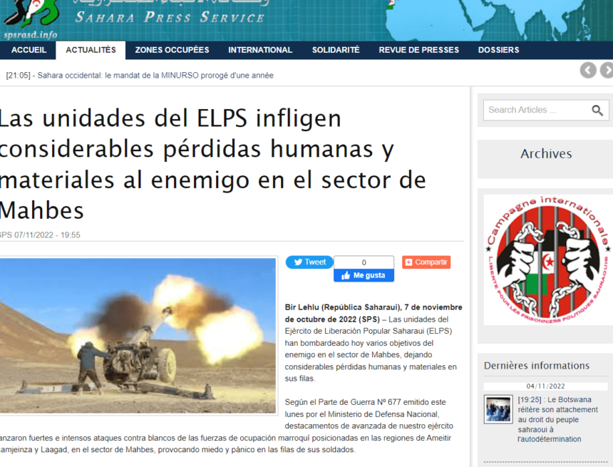 zswedfvgtyhjm Las unidades del ELPS infligen considerables pérdidas humanas y materiales al enemigo en el sector de Mahbes | Sahara Press Service