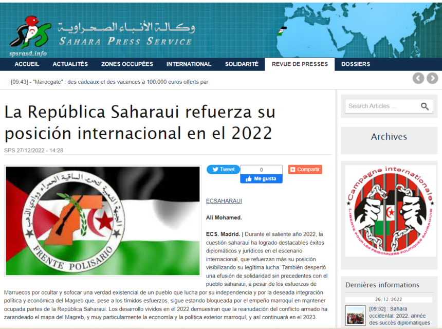 La República Saharaui refuerza su posición internacional en el 2022 | Sahara Press Service