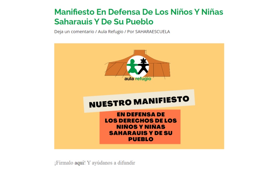 Manifiesto En Defensa de los niños y niñas saharauis y de su pueblo – Escuela Sahara