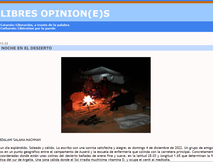aswedfgbhnm LIBRES OPINION(E)S: UNA NOCHE EN EL DESIERTO, por ABDALAHI SALAMA MACHNAN