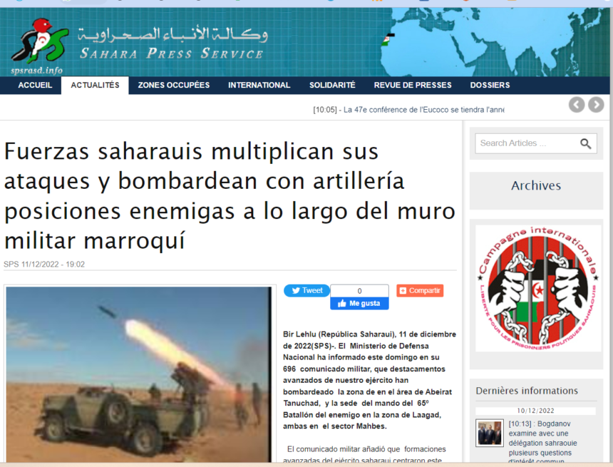 Fuerzas saharauis multiplican sus ataques y bombardean con artillería posiciones enemigas a lo largo del muro militar marroquí | Sahara Press Service