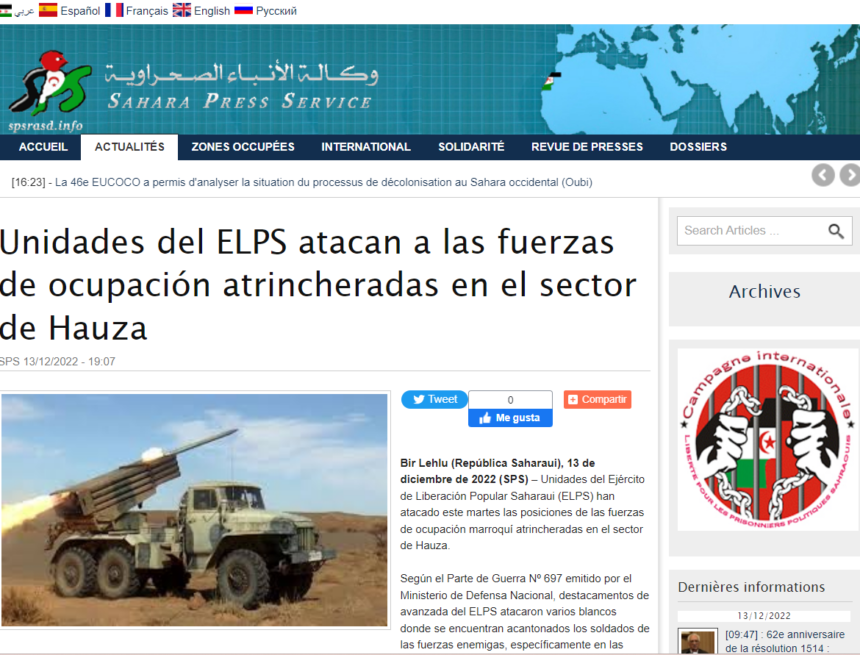 GUERRA DEL SAHARA: Unidades del ELPS atacan a las fuerzas de ocupación atrincheradas en el sector de Hauza | Sahara Press Service