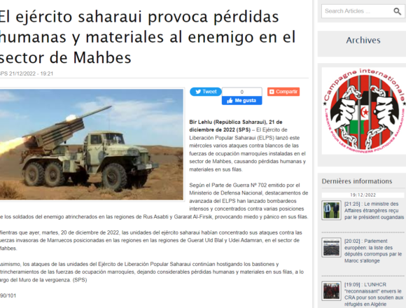 sedrfgvbn El ejército saharaui provoca pérdidas humanas y materiales al enemigo en el sector de Mahbes | Sahara Press Service