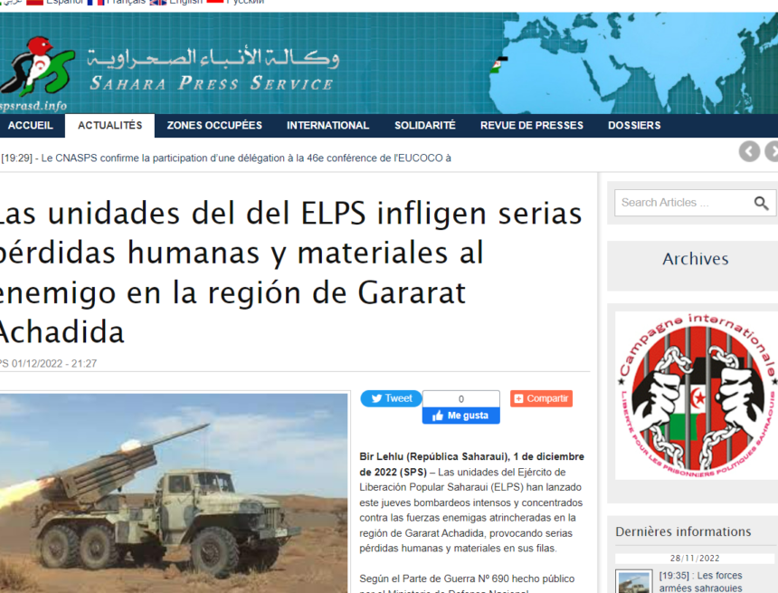 GUERRA EN EL SAHARA | Las unidades del del ELPS infligen serias pérdidas humanas y materiales al enemigo en la región de Gararat Achadida | Sahara Press Service