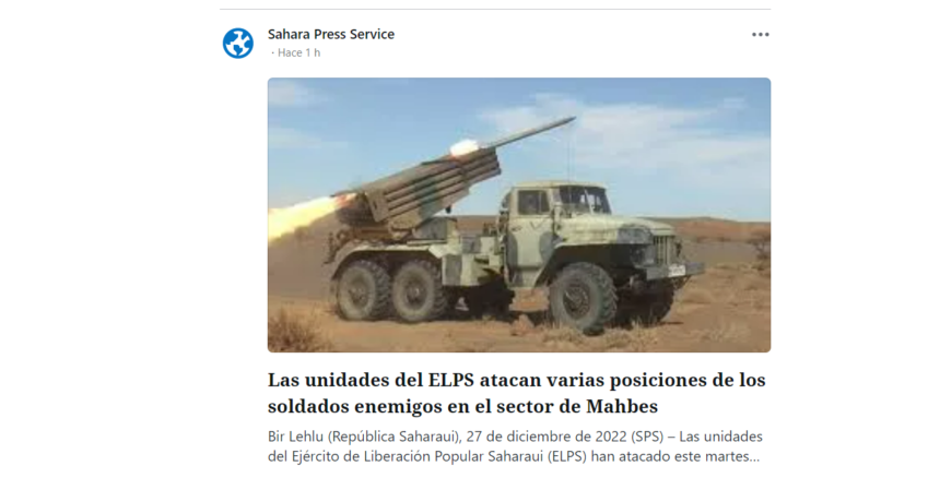 Las unidades del ELPS atacan varias posiciones de los soldados enemigos en el sector de Mahbes | Sahara Press Service