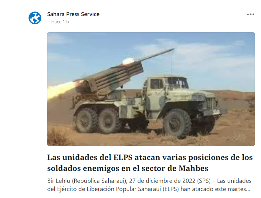 xsa Las unidades del ELPS atacan varias posiciones de los soldados enemigos en el sector de Mahbes | Sahara Press Service