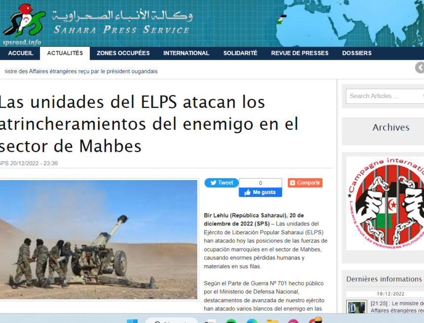 Las unidades del ELPS atacan los atrincheramientos del enemigo en el sector de Mahbes | Sahara Press Service