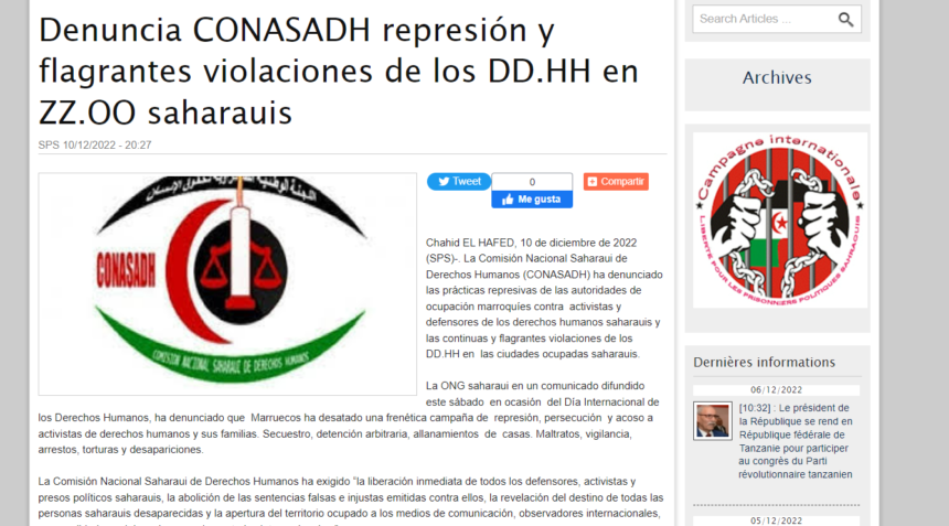 Denuncia CONASADH represión y flagrantes violaciones de los DD.HH en ZZ.OO saharauis | Sahara Press Service