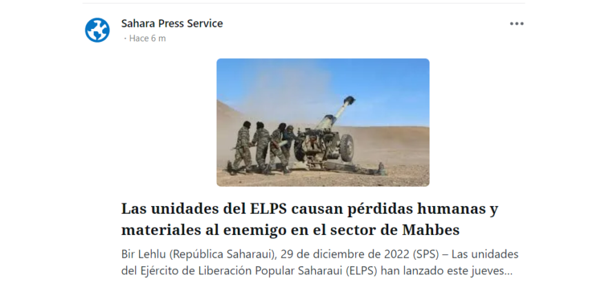 Las unidades del ELPS causan pérdidas humanas y materiales al enemigo en el sector de Mahbes | Sahara Press Service