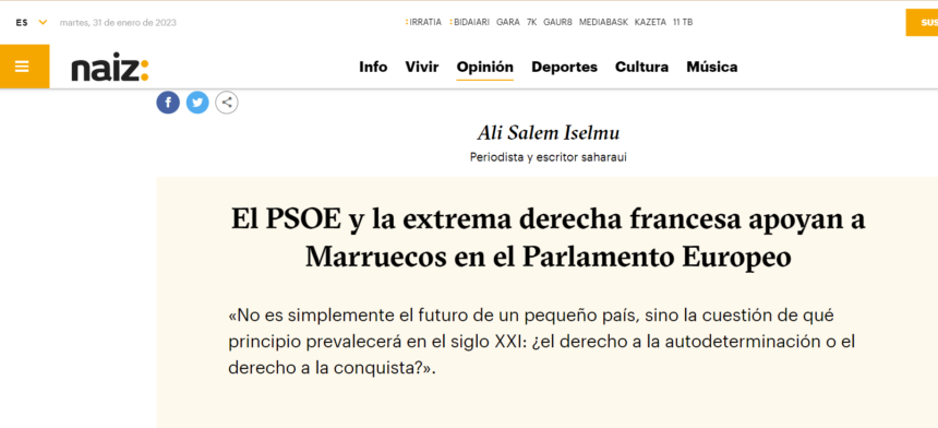 naiz: Iritzia | Opinión – El PSOE y la extrema derecha francesa apoyan a Marruecos en el Parlamento Europeo