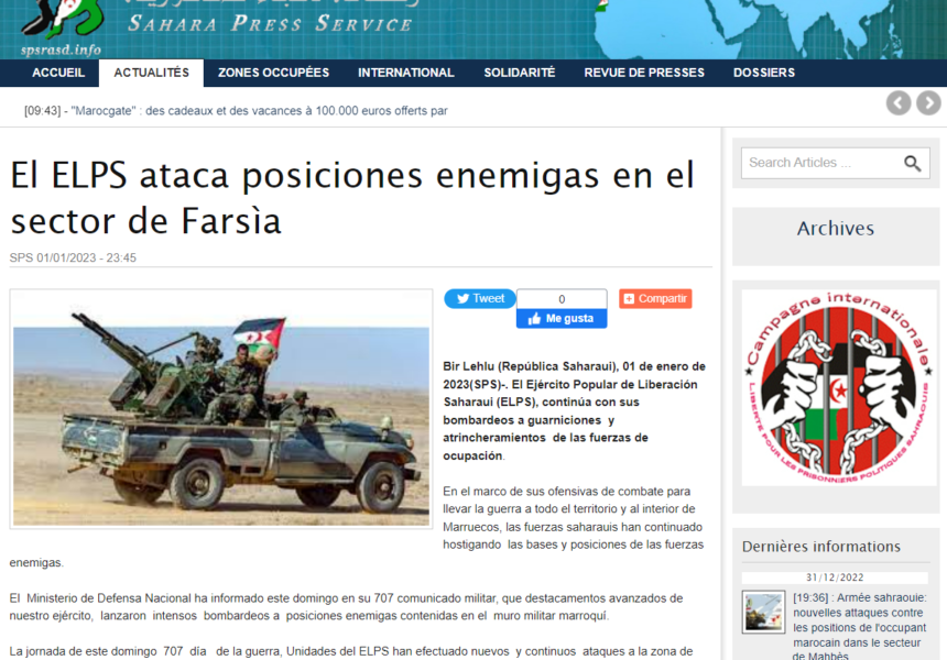 GUERRA EN EL SAHARA | El ELPS ataca posiciones enemigas en el sector de Farsía | Sahara Press Service