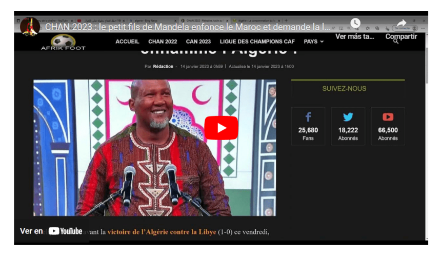 CHAN 2023 : le petit fils de Mandela enfonce le Maroc et demande la libération du Sahara Occidental. – YouTube