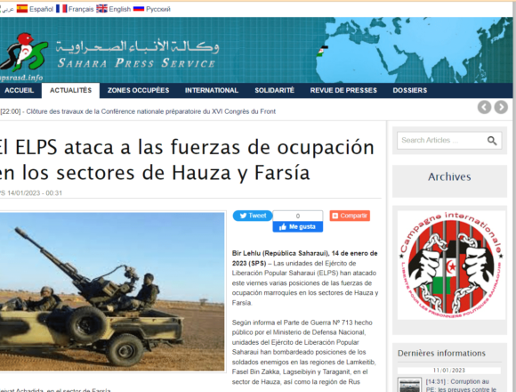 GUERRA EN EL SAHARA | El ELPS ataca a las fuerzas de ocupación en los sectores de Hauza y Farsía | Sahara Press Service