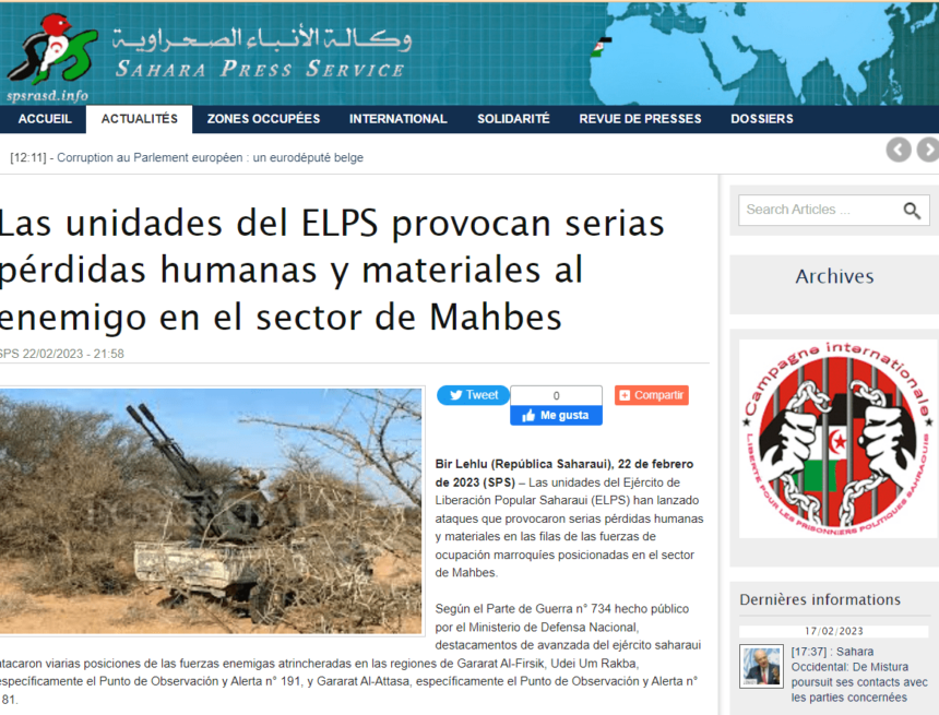 asderftgh Las unidades del ELPS provocan serias pérdidas humanas y materiales al enemigo en el sector de Mahbes | Sahara Press Service