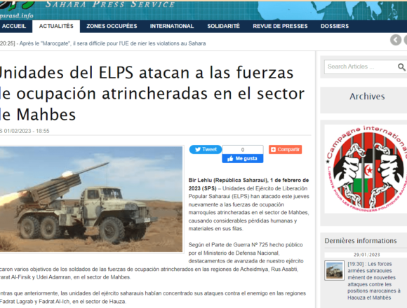 Unidades del ELPS atacan a las fuerzas de ocupación atrincheradas en el sector de Mahbes | Sahara Press Service