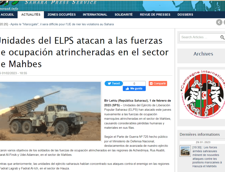 Unidades del ELPS atacan a las fuerzas de ocupación atrincheradas en el sector de Mahbes | Sahara Press Service