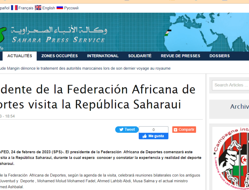 Presidente de la Federación Africana de Deportes visita la República Saharaui | Sahara Press Service
