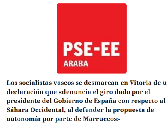 sxdcfrfdv Los socialistas vascos se desmarcan en Vitoria de una declaración institucional sobre el 47º aniversario de la RASD