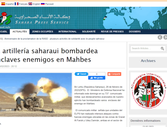 La artillería saharaui bombardea enclaves enemigos en Mahbes | Sahara Press Service