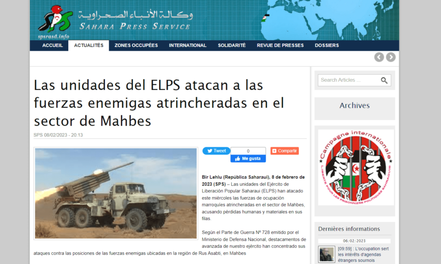 Las unidades del ELPS atacan a las fuerzas enemigas atrincheradas en el sector de Mahbes | Sahara Press Service
