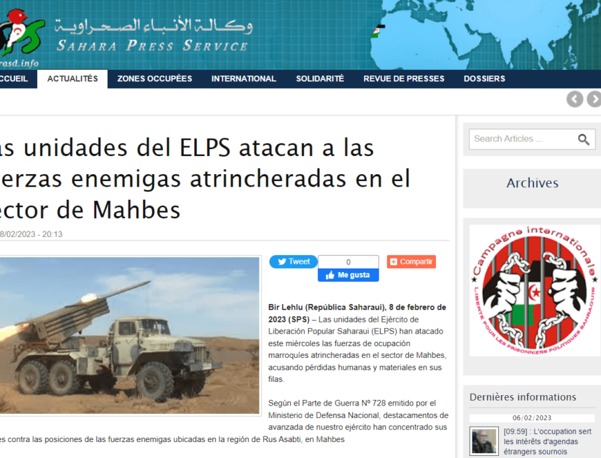Las unidades del ELPS atacan a las fuerzas enemigas atrincheradas en el sector de Mahbes | Sahara Press Service