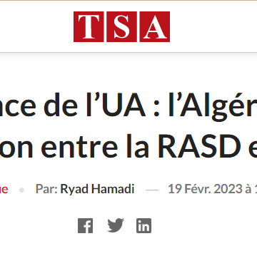 wsdewsasd Argelia, candidata al puesto de vicepresidente de la Unión Africana. Marruecos también es candidata, así como la República Saharaui (RASD)| TSAlgérie (v.o. en francés)