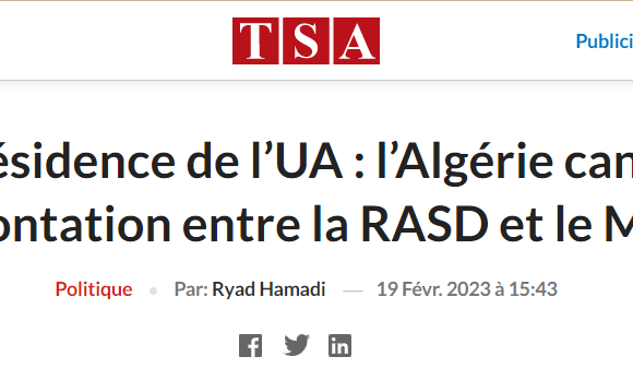 wsdewsasd Argelia, candidata al puesto de vicepresidente de la Unión Africana. Marruecos también es candidata, así como la República Saharaui (RASD)| TSAlgérie (v.o. en francés)