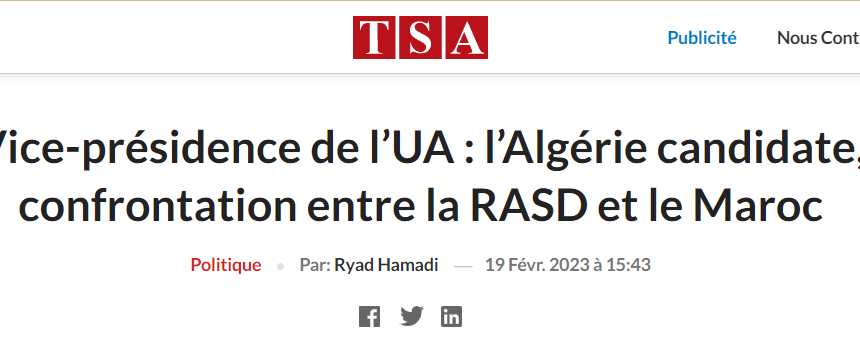 wsdewsasd Argelia, candidata al puesto de vicepresidente de la Unión Africana. Marruecos también es candidata, así como la República Saharaui (RASD)| TSAlgérie (v.o. en francés)