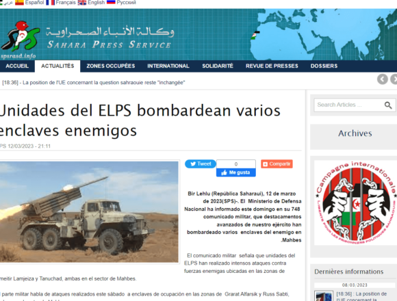 Unidades del ELPS bombardean varios enclaves enemigos | Sahara Press Service