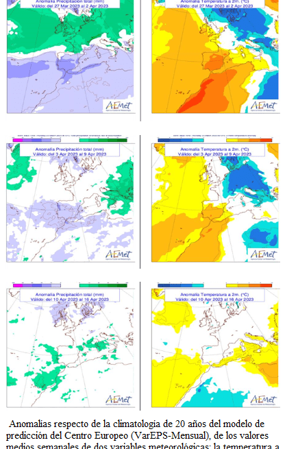 Predicción para las próximas tres semanas (del 27 de marzo al 16 de abril). Aemetblog