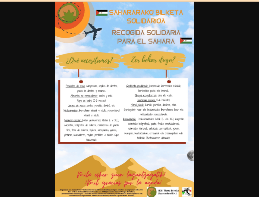 El IES Tierra Estella recoge materiales con destino a los refugiados saharauis | Cope Tierra Estella
