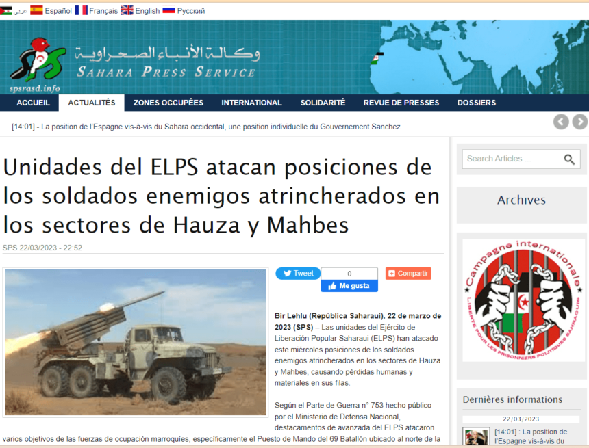 Unidades del ELPS atacan posiciones de los soldados enemigos atrincherados en los sectores de Hauza y Mahbes | Sahara Press Service