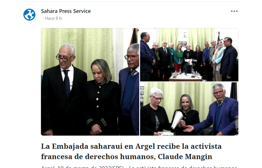 La Embajada saharaui en Argel recibe la activista francesa de derechos humanos, Claude Mangin | Sahara Press Service