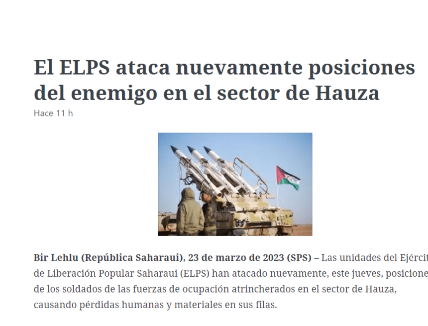 El ELPS ataca nuevamente posiciones del enemigo en el sector de Hauza | Sahara Press Service