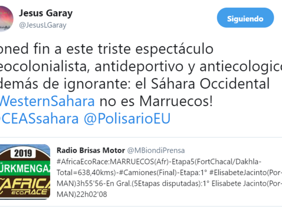 123wer Tuits #SaharaOccidental 2019: @JesusLGaray – #AfricaEcoRace (6 de enero)