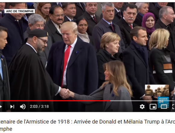 12qwsderfcdfv Centenaire de l’Armistice de 1918 : Arrivée de Donald et Mélania Trump à l’Arc de Triomphe