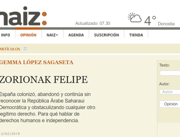 naiz: Iritzia | Opinión – Zorionak Felipe / GEMMA LÓPEZ SAGASETA