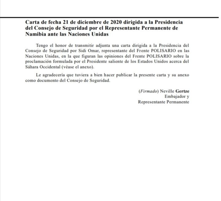La ONU tramita como «documento oficial» la última carta del Frente Polisario enviada a la presidencia del Consejo de Seguridad