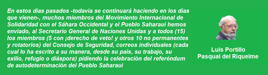 Carta abierta de Luis Portillo Pasqual del Riquelme sobre correos que se pueden enviar a Naciones Unidas sobre la cuestión del Sáhara Occidental – Firmas – La casa de mi tía