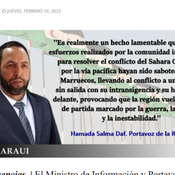El gobierno saharaui responde a las declaraciones del canciller marroquí recordándole su intransigencia para concluir pacíficamente el conflicto