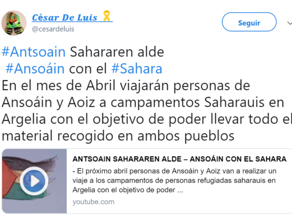 (Vídeo) #Antsoain Sahararen alde – #Ansoáin con el #Sahara  : Actividades del mes de abril solidarias con el pueblo saharaui